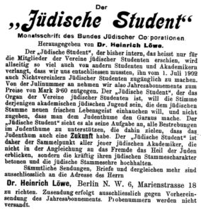 Anzeige Der juedische Student.